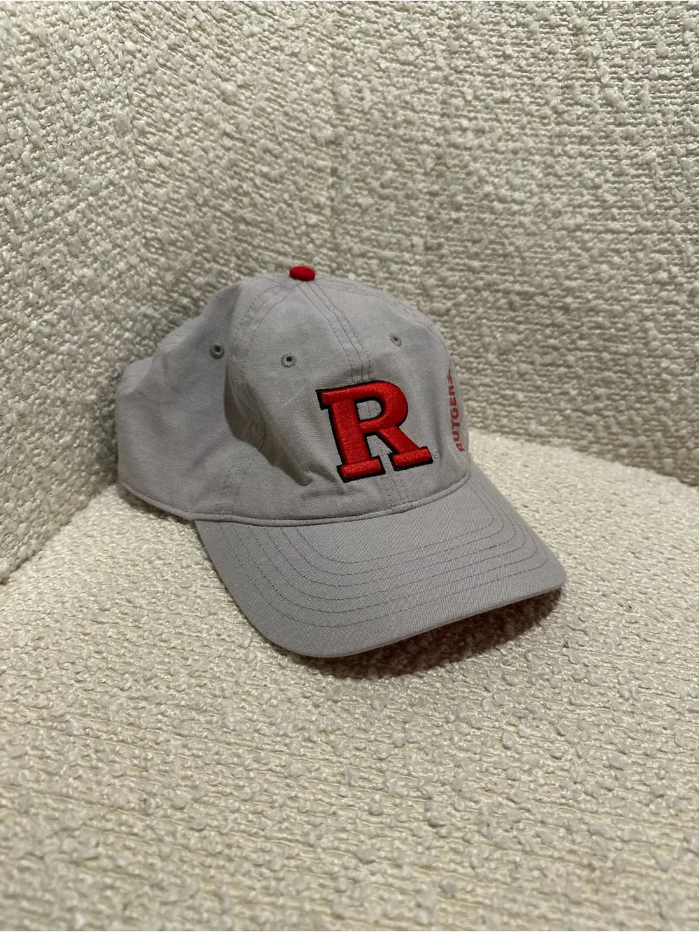 Kids Gray Baseball Cap with Red 'R' Embroidery
